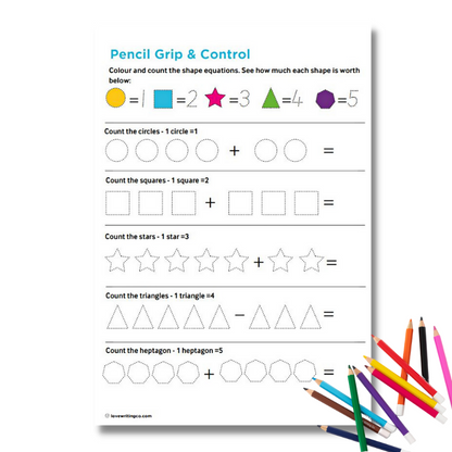Tracing shapes activities for pencil grip & control