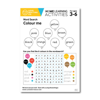 Word search activity: Colour me
