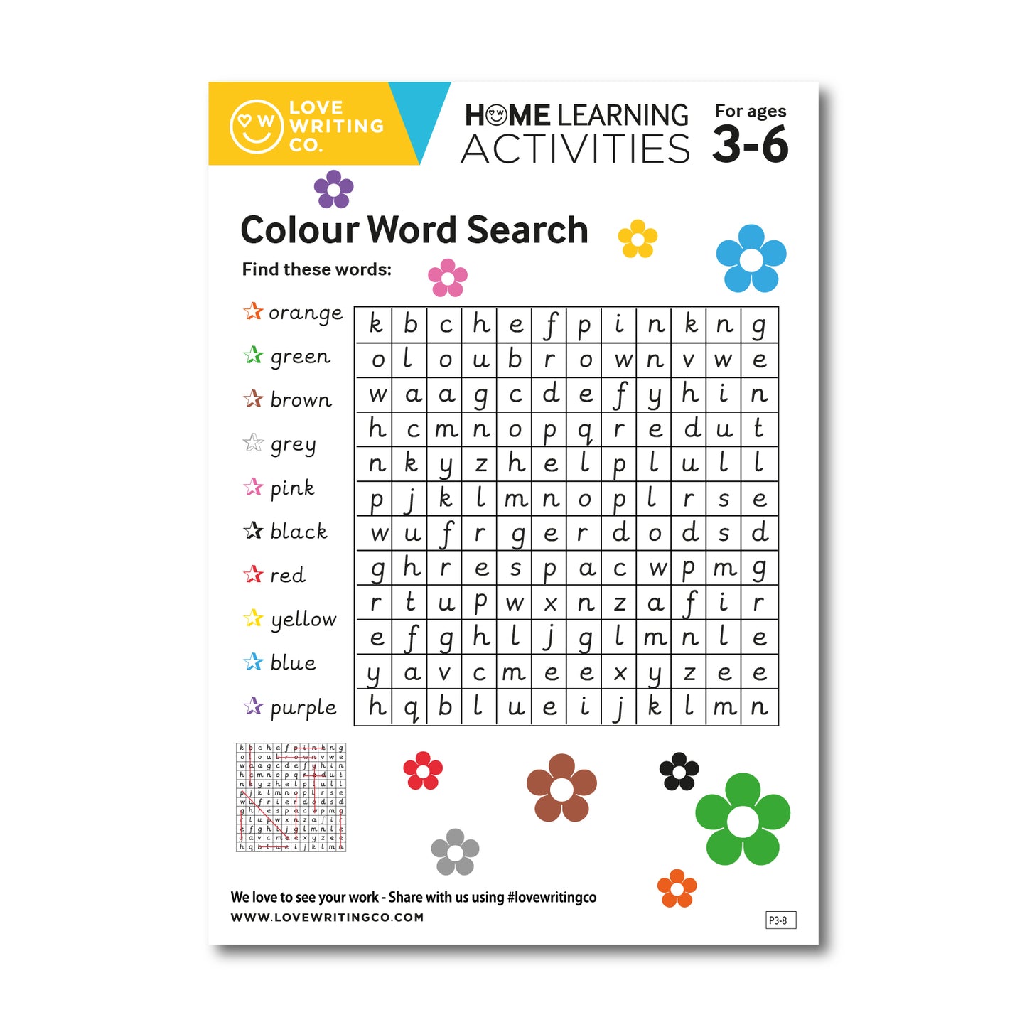Colour word search activity