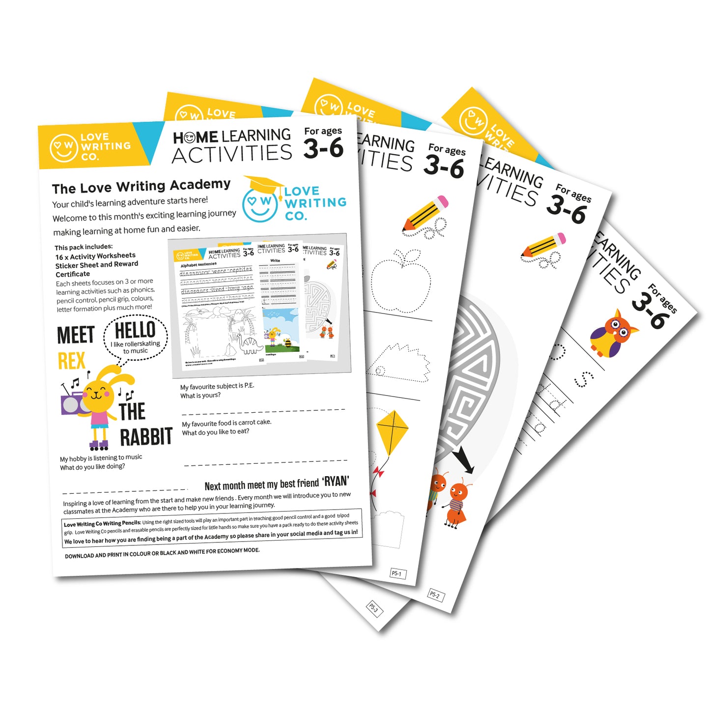 Handwriting Practice Worksheets Download Pack 5: Ages 3-6