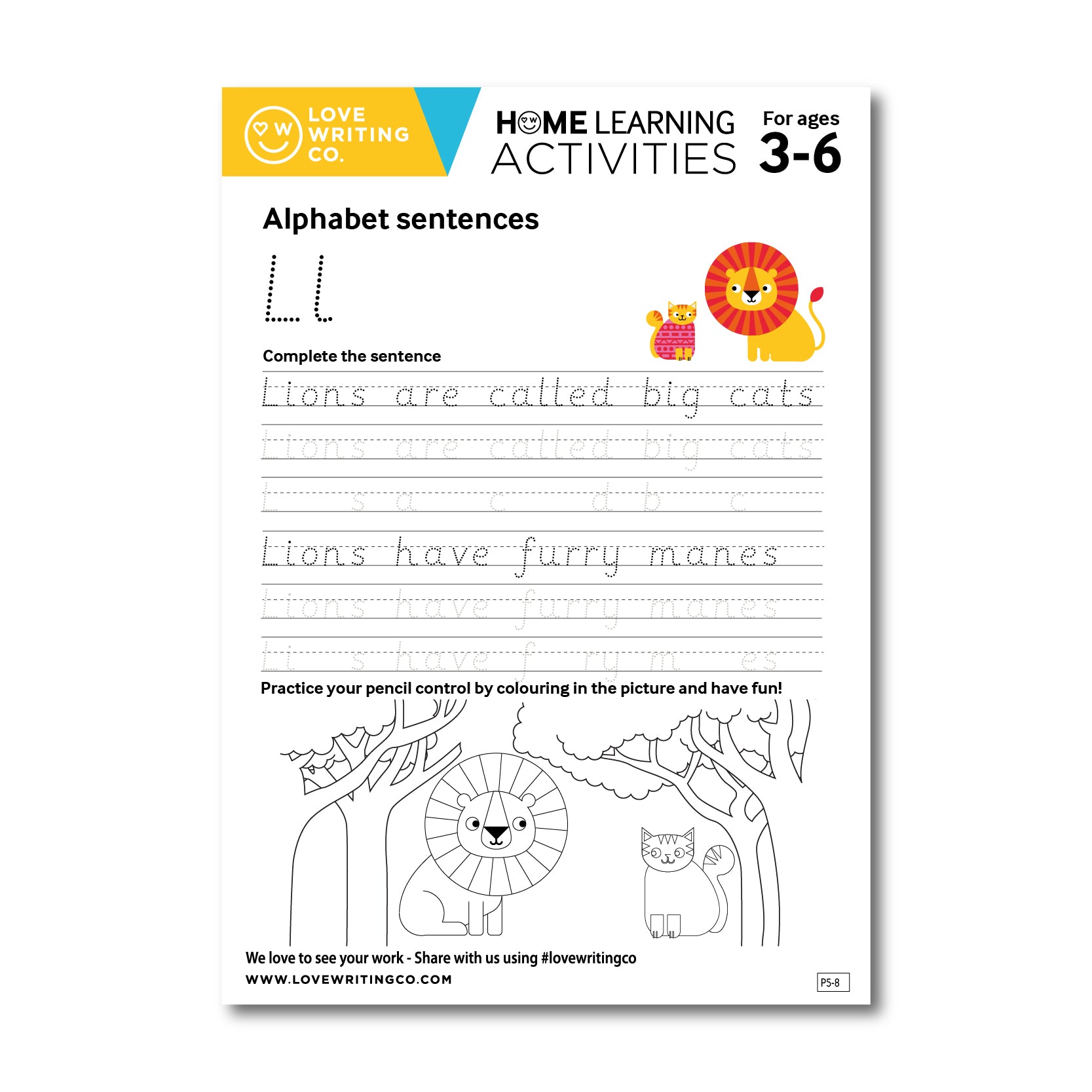 Alphabet sentences LL tracing activities