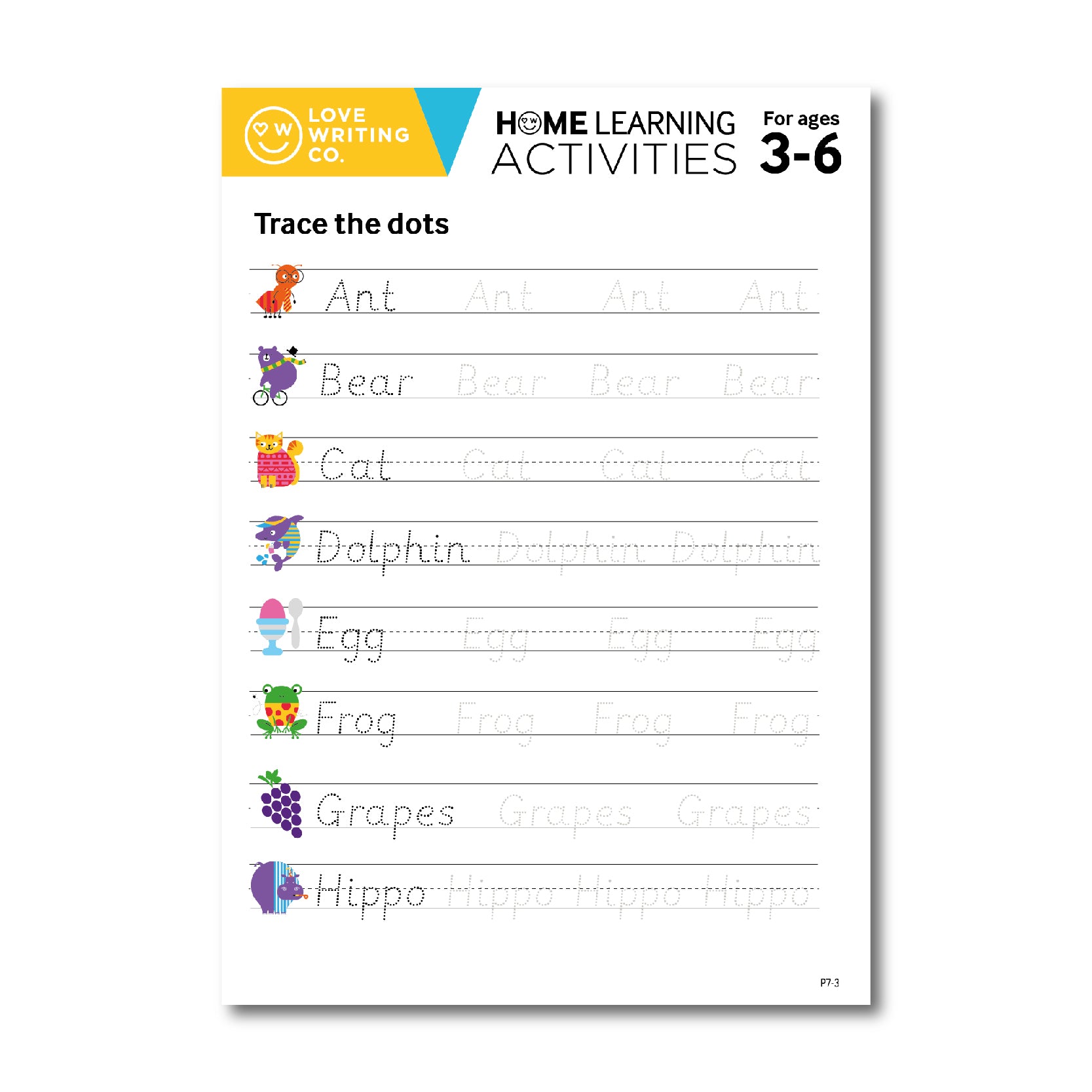 Trace the dots activity to name the animals