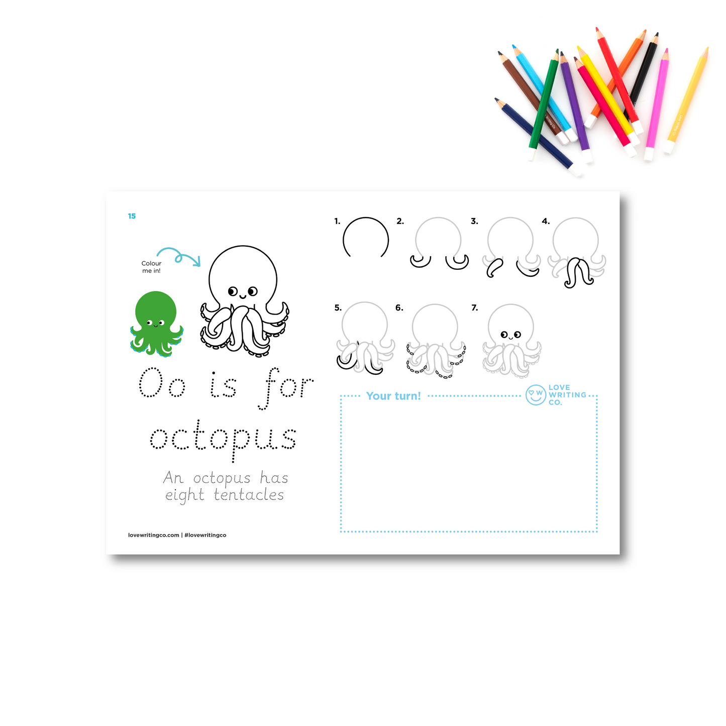 Tracing and colouring activities for letter O